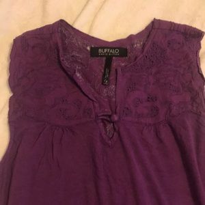 Buffalo Tunic Top Purple Crochet Detail L
